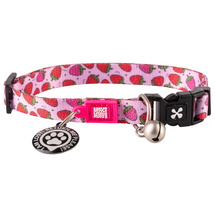 Max&Molly GOTCHA! Smart ID Cat Collar Strawberry Dream - colorful collar for cats with a smart Tag pendant