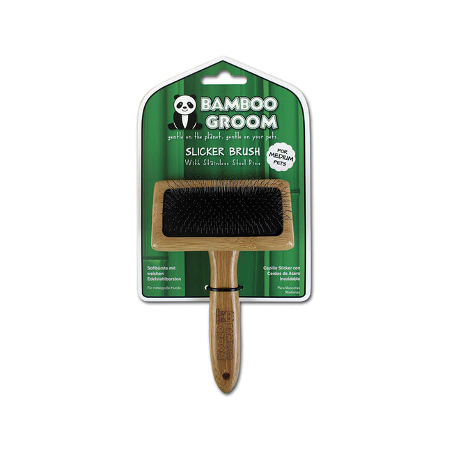 Bamboo Groom Slicker Brush - bamboo slicker brush for medium dogs and cats