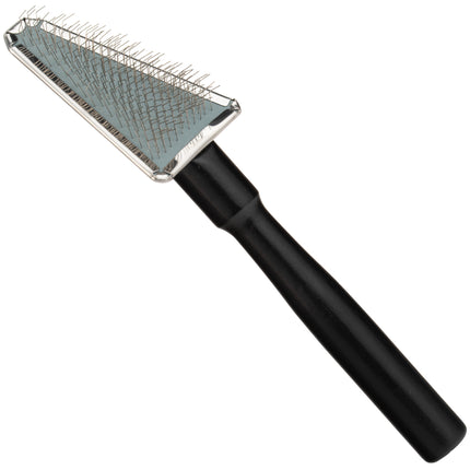 Yento Show Coat Slicker - triangular poodle brush with a long handle and soft pins