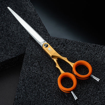 Jargem Asian Style Light Straight Scissors - very lightweight, straight scissors with colorful rings, for Korean-style grooming.