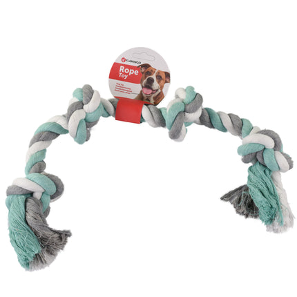 Flamingo Jim 4 Knots - rope tug toy for large dogs - mint green