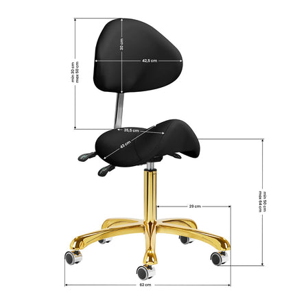 Giovanni 1004 Gold Black - adjustable grooming chair in gold, rodeo seat, black