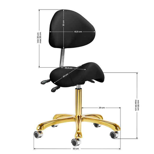 Giovanni 1004 Gold Black - adjustable grooming chair in gold, rodeo seat, black