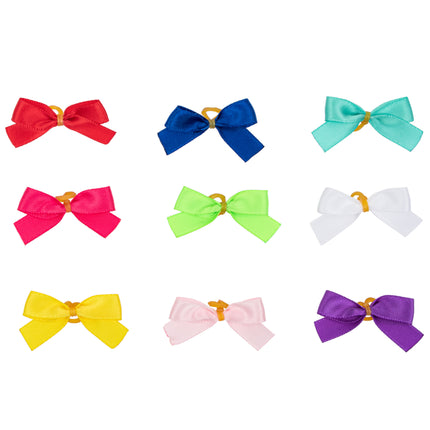 Blovi Bows Simple 25 pcs - colorful, satin bows for dogs, smooth, narrow, with elastic band