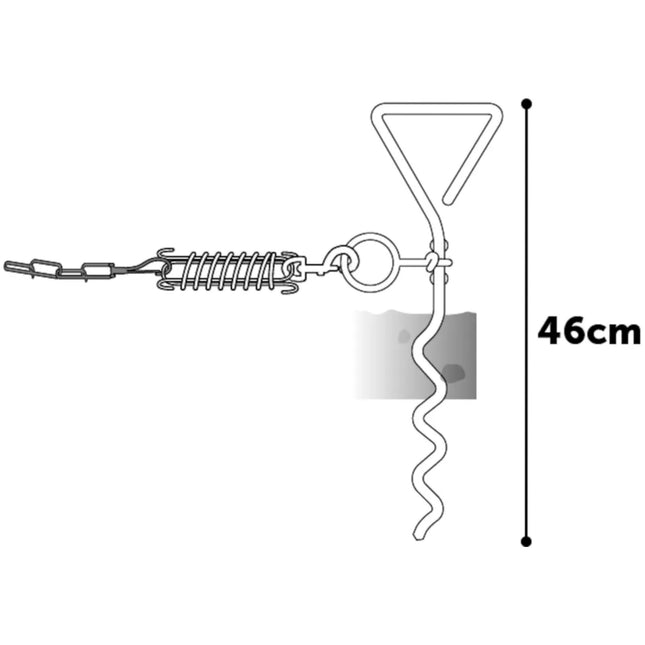 Flamingo Tie Out Stake Igla - metal stake for tying up dogs, with a 7.5m steel training cable and shock absorber