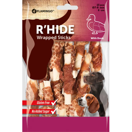 Flamingo R'hide Sticks Duck - dog treats, mini sticks wrapped in duck