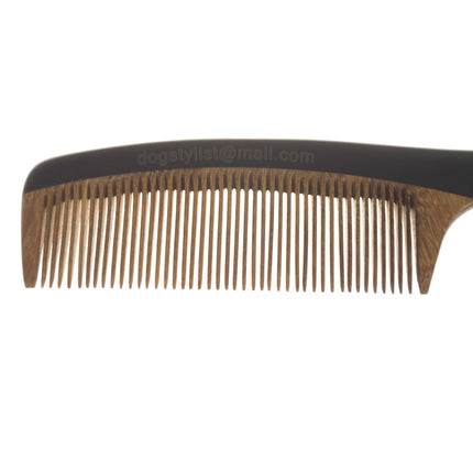 P&W Dog Stylist Comb - scented, anti-static comb with a sandalwood handle, dense tooth spacing