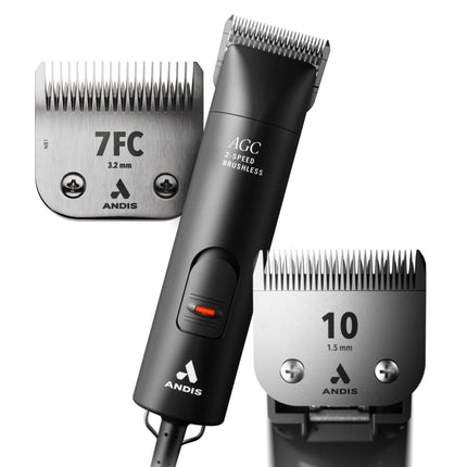 Andis AGC Super Brushless Promotional Set + CeramicEdge - Quiet, Professional Clipper with Ceramic Blades - Black