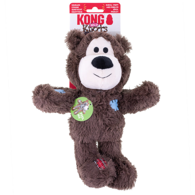 KONG Wild Knots Bears Dark - dark brown bear for dogs, with a rope inside and a squeaker