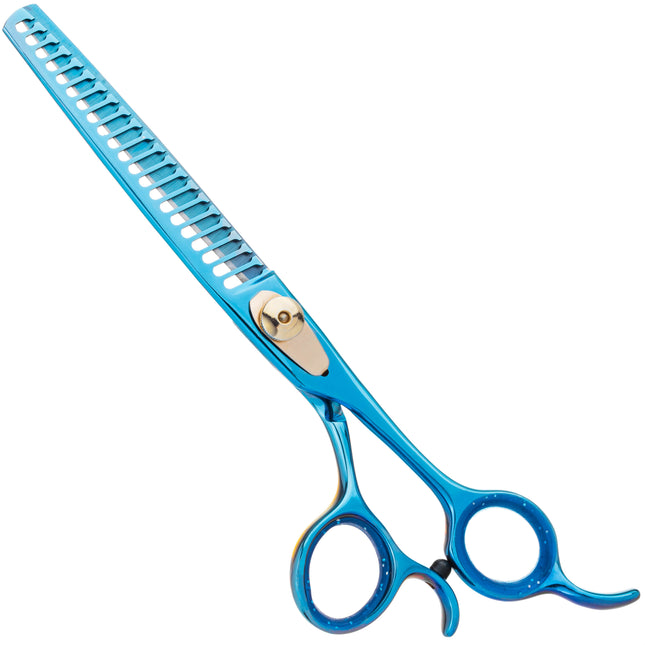 Geib Kiss Gold Blue Chunker 7.5 - single-sided grooming chunkers with a blue finish, 21 teeth