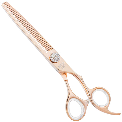 Geib Crystal Gold Shark Tooth Blender 7.0 - single-sided thinning shears in gold color, 36 teeth