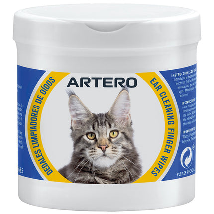 Artero Ear Cleaning Finger Wipes for Cats 50 pcs - antibacterial wipes for cleaning cat ears, in the form of finger covers