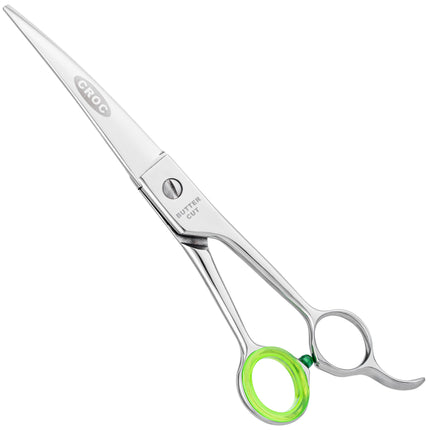 Geib Crocodile Curved Scissors - professional grooming scissors with curved thin blades and micro-grinding, Japanese steel