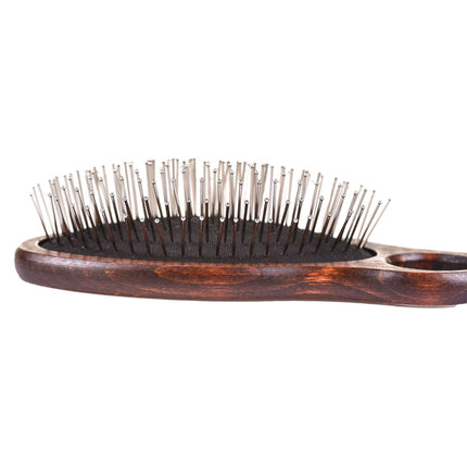 Blovi Wood Pin Brush - large wooden brush with a finger hole and a metal pin tipped with a ball